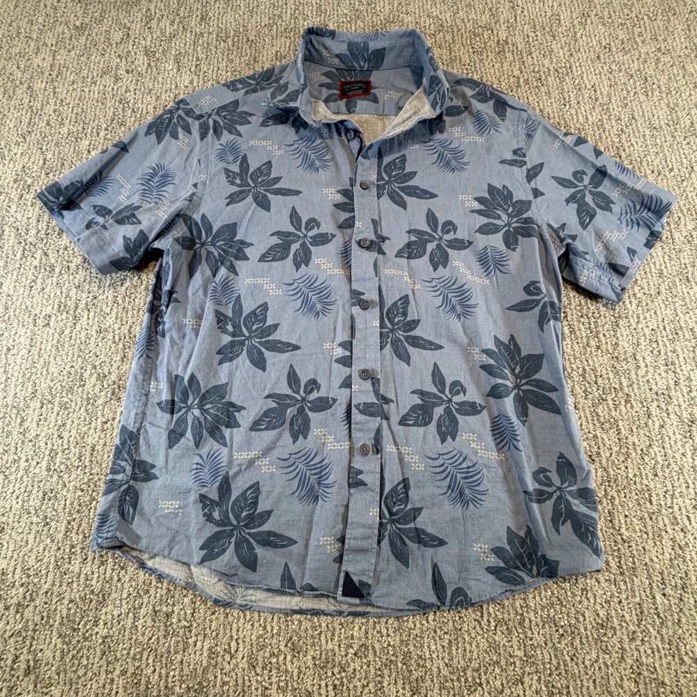 UNTUCKit Bairrada Shirt Mens Small Blue Tropical Floral Linen Cotton 40540
